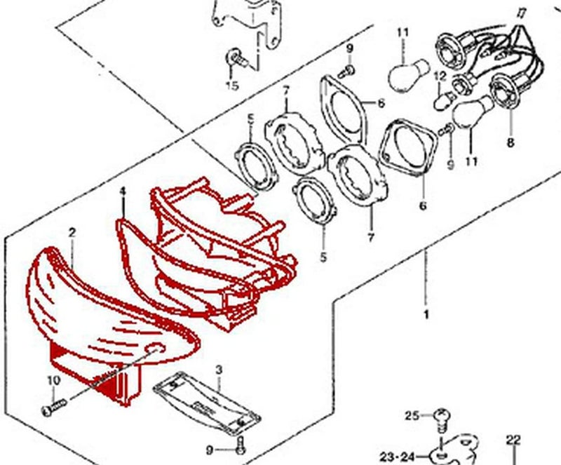 MZS مصباح خلفي للدراجة النارية MZS LED مع إشارة انعطاف مدمجة واضحة متوافقة مع HAYABUSA GSX1300R GSXR1300 1999-2007 / GSX600 GSX600F GSX750 GSX750F 2003-2006 - Image 5